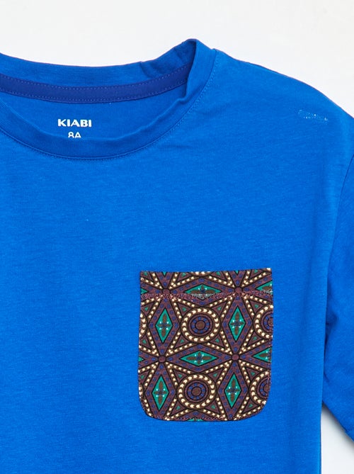 T-shirt van jersey met een borstzakje met motiefje - Kiabi