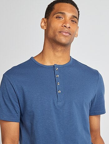 T-shirt van jersey met henleykraag