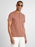 T-shirt van jersey met henleykraag BRUIN - Kiabi