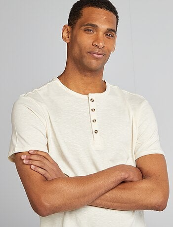 T-shirt van jersey met henleykraag