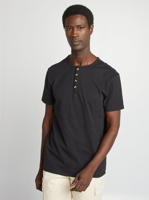 T-shirt van jersey met henleykraag - Kiabi