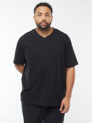 T-shirt van jersey met korte mouw en V-hals