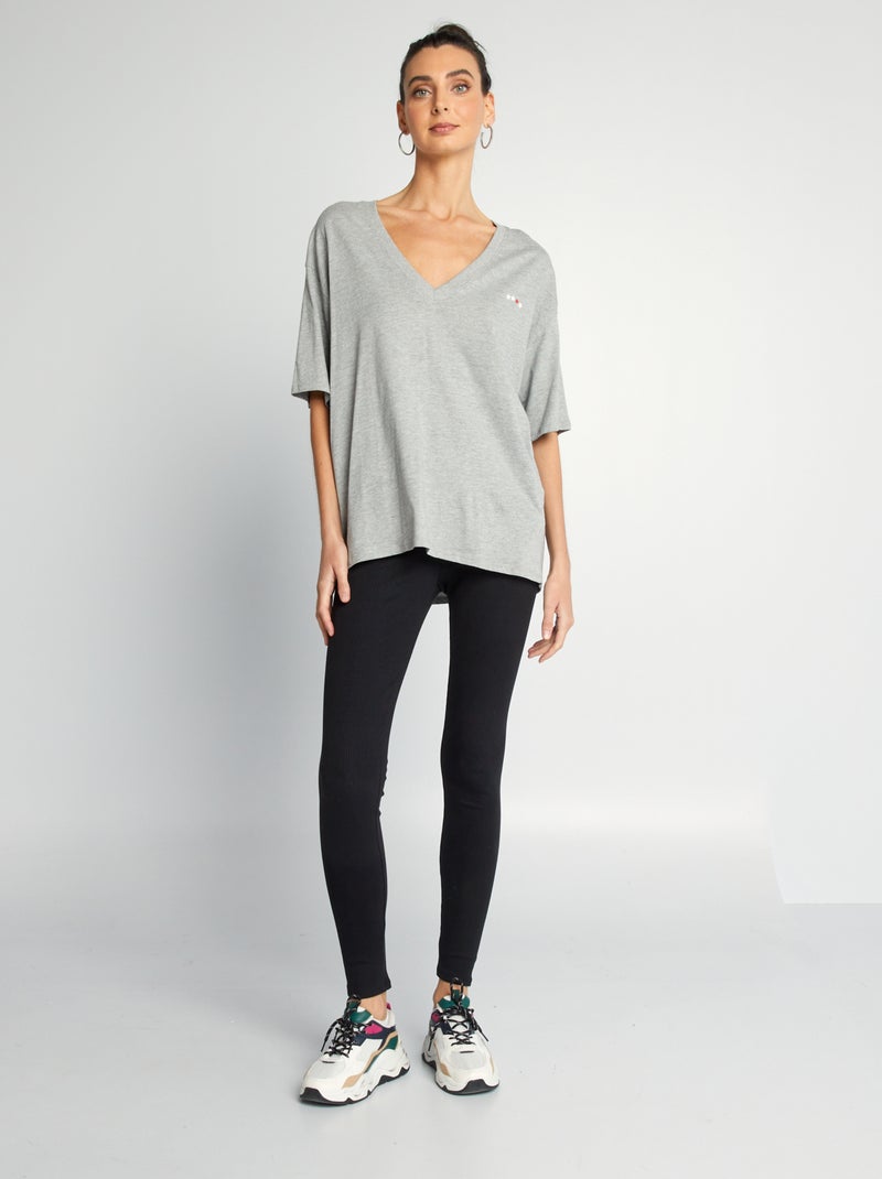 T-shirt van jersey met korte mouw GRIJS - Kiabi