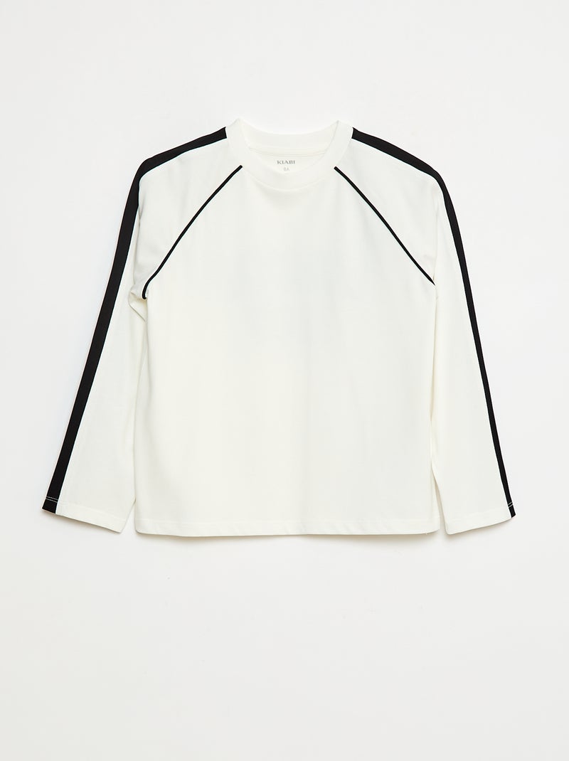 T-shirt van jersey met lange mouw Biege - Kiabi