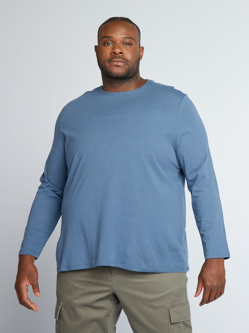 T-shirt van jersey met lange mouw BLAUW - Kiabi