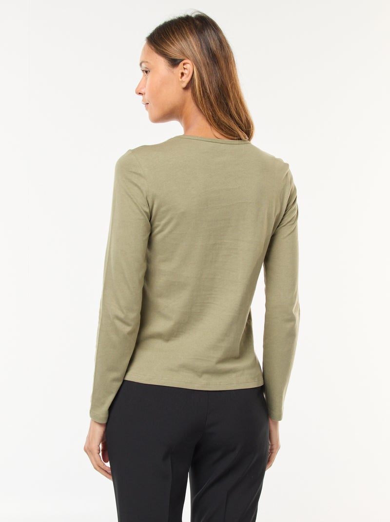 T-shirt van jersey met lange mouw Groen - Kiabi