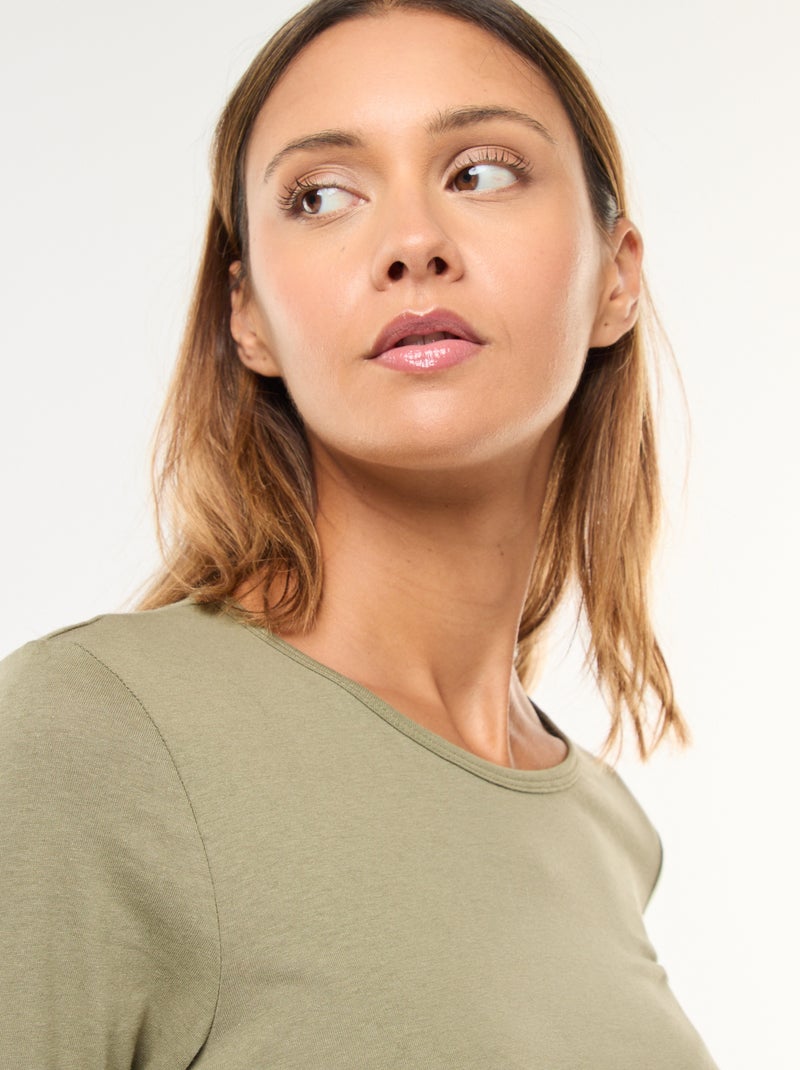 T-shirt van jersey met lange mouw Groen - Kiabi