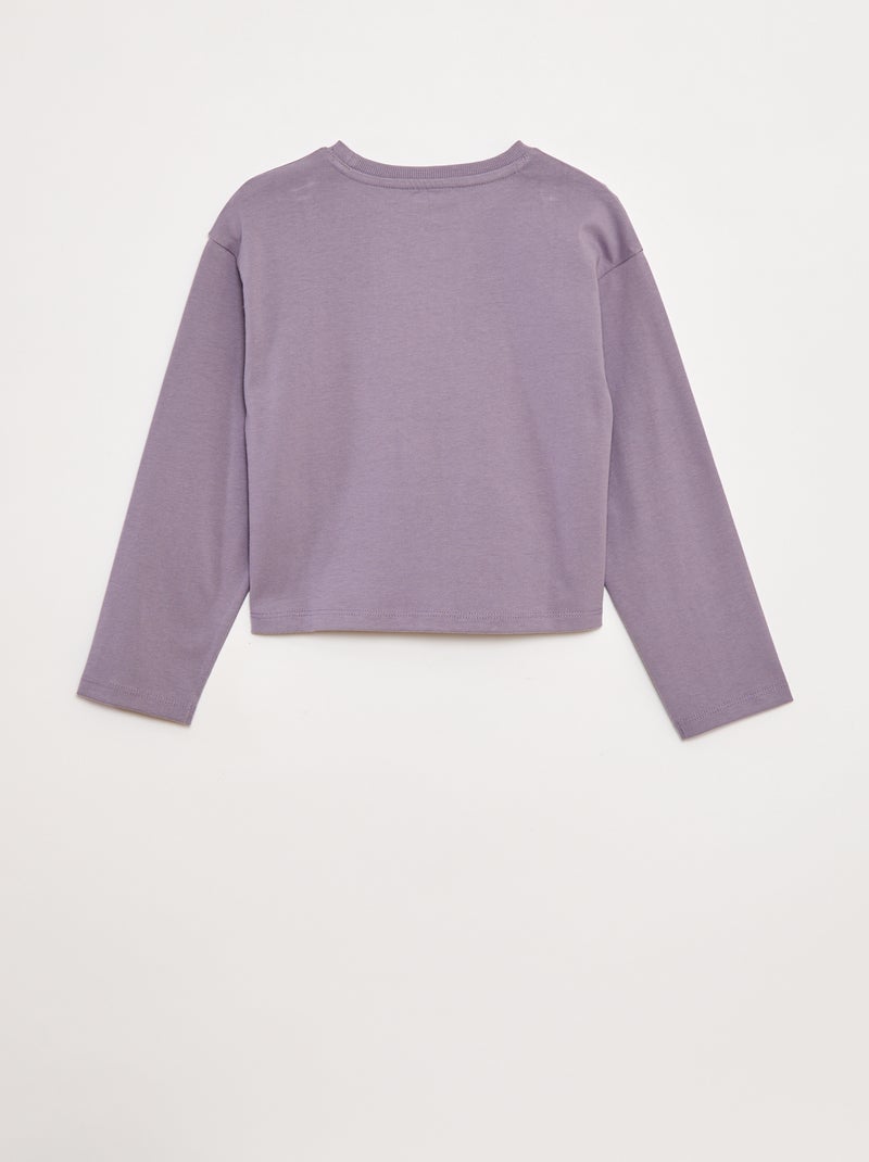 T-shirt van jersey met lange mouw paars - Kiabi