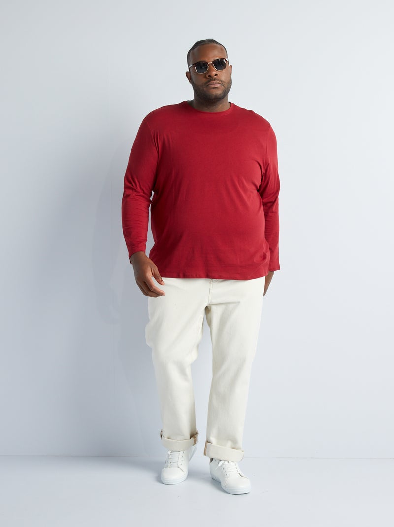 T-shirt van jersey met lange mouw ROOD - Kiabi