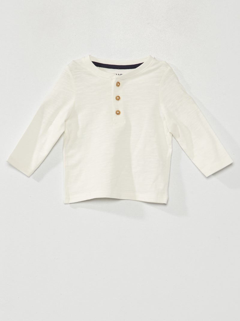T-shirt van jersey met lange mouw sneeuw wit - Kiabi
