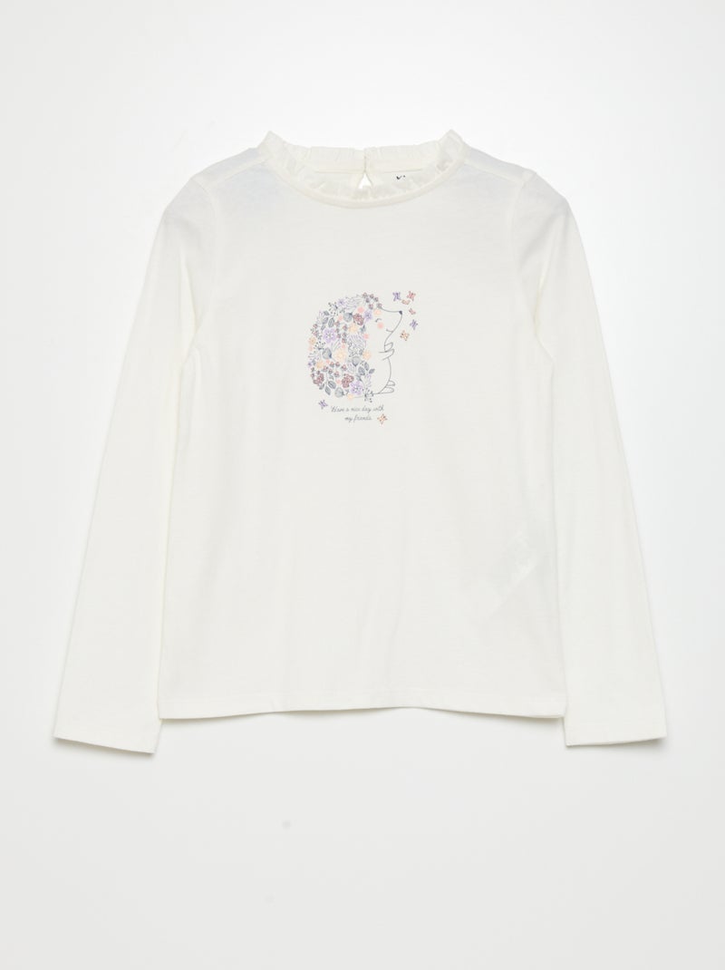 T-shirt van jersey met lange mouw WIT - Kiabi
