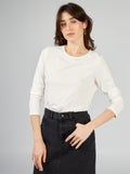 T-shirt van jersey met lange mouw WIT - Kiabi