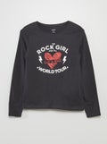 T-shirt van jersey met lange mouw ZWART - Kiabi