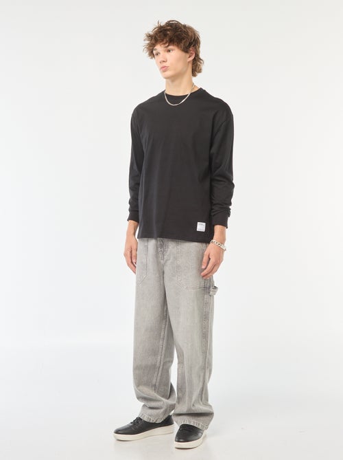 T-shirt van jersey met lange mouw - Kiabi