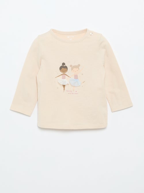 T-shirt van jersey met lange mouwen - Kiabi