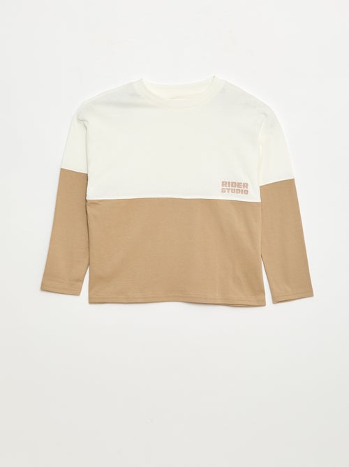 T-shirt van jersey met lange mouwen colorblock-effect - Kiabi