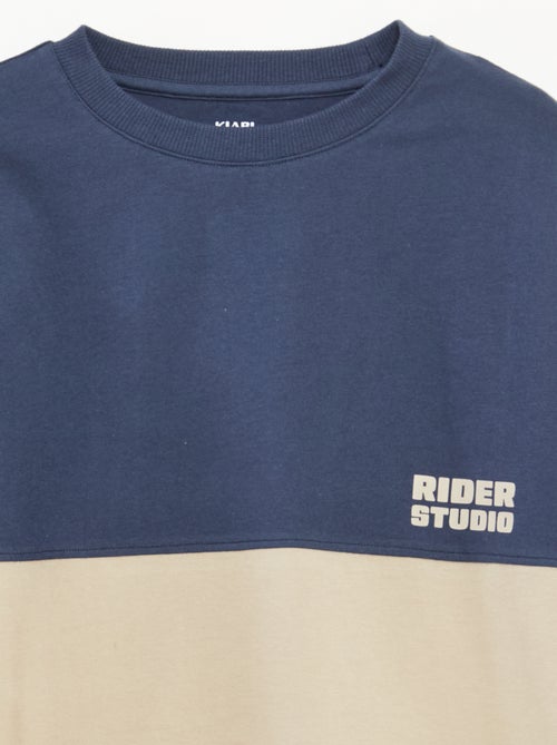 T-shirt van jersey met lange mouwen colorblock-effect - Kiabi