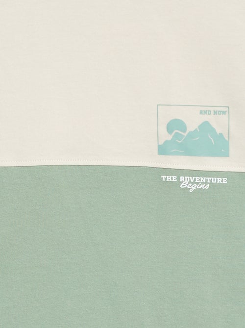 T-shirt van jersey met lange mouwen colorblock-effect - Kiabi