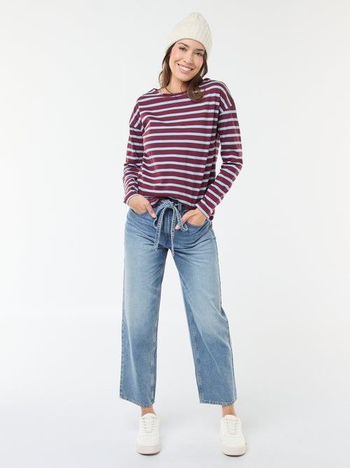 T-shirt van jersey met lange mouwen en gestreept motief - Kiabi T-shirt van jersey met lange mouwen en gestreept motief - Kiabi