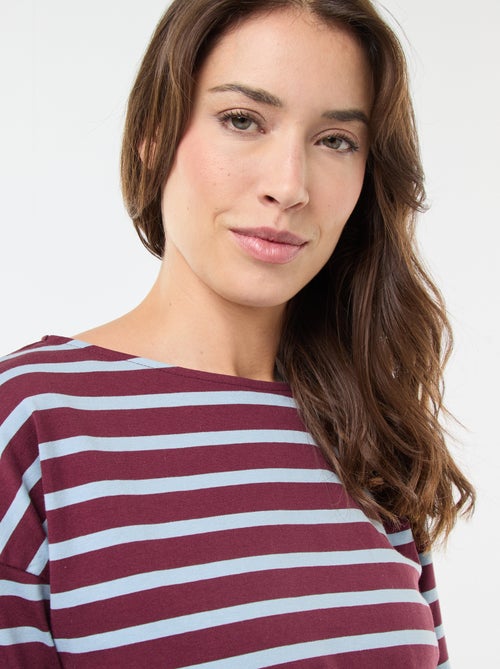 T-shirt van jersey met lange mouwen en gestreept motief - Kiabi T-shirt van jersey met lange mouwen en gestreept motief - Kiabi