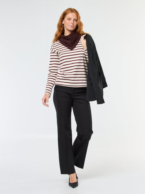 T-shirt van jersey met lange mouwen en gestreept motief - Kiabi