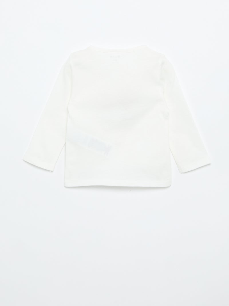 T-shirt van jersey met lange mouwen Wit - Kiabi