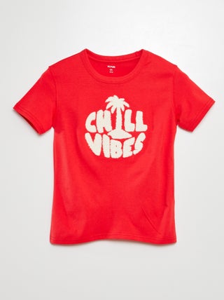 T-shirt van jersey met letters van badstoftricot