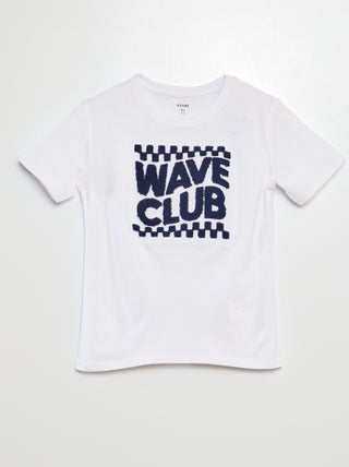 T-shirt van jersey met letters van badstoftricot