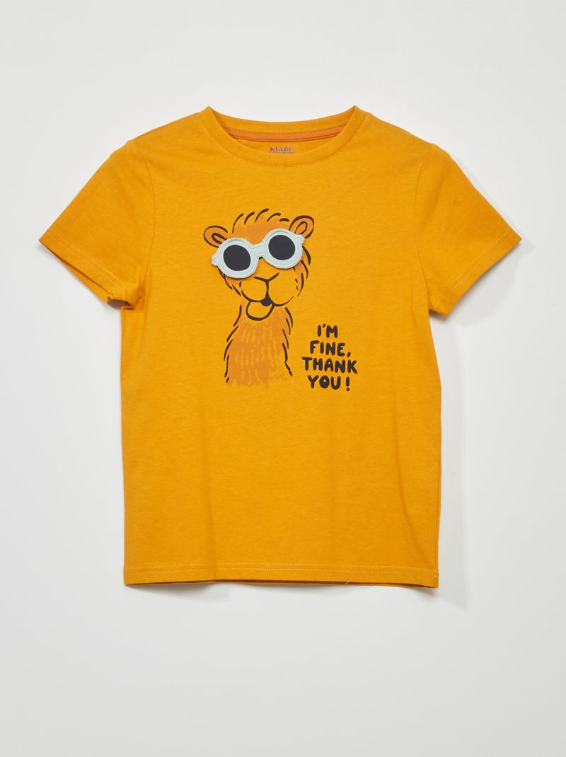 T-shirt van jersey met leuk detail GEEL - Kiabi