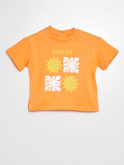 T-shirt van jersey met print en korte mouw - Kiabi