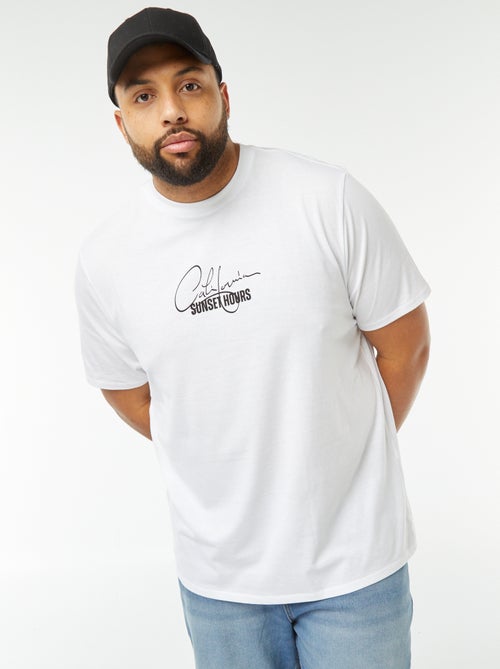 T-shirt van jersey met print en korte mouw - Kiabi
