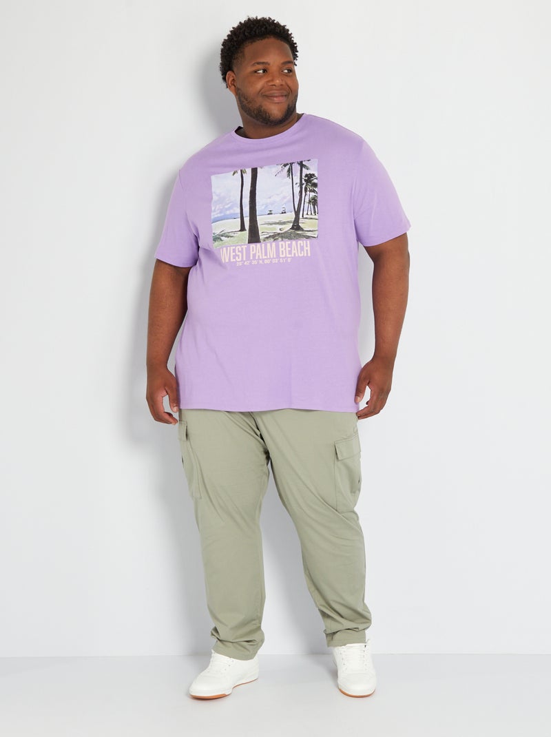 T-shirt van jersey met print PAARS - Kiabi