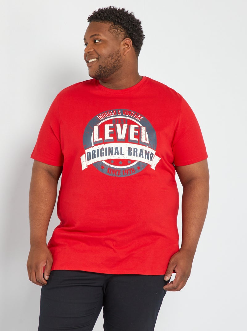 T-shirt van jersey met print ROOD - Kiabi