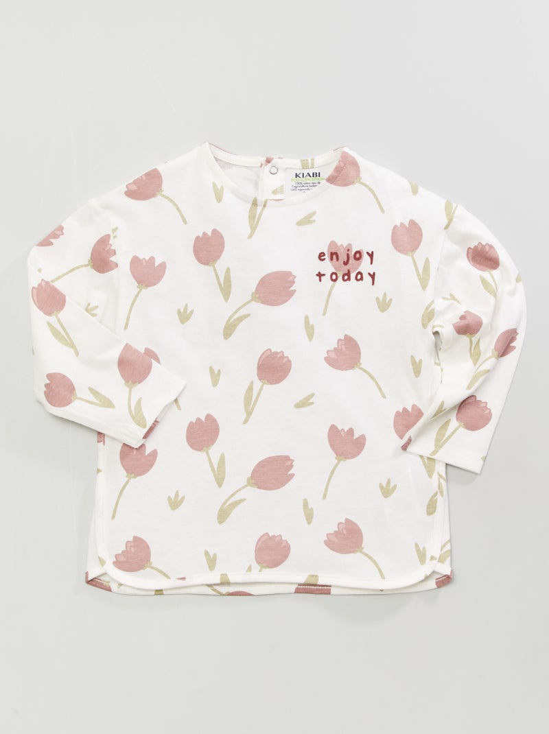 T-shirt van jersey met print WIT - Kiabi