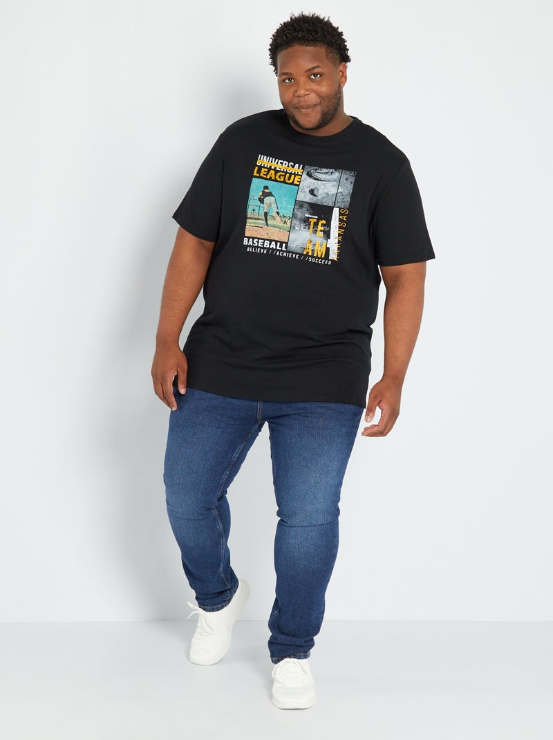 T-shirt van jersey met print ZWART - Kiabi