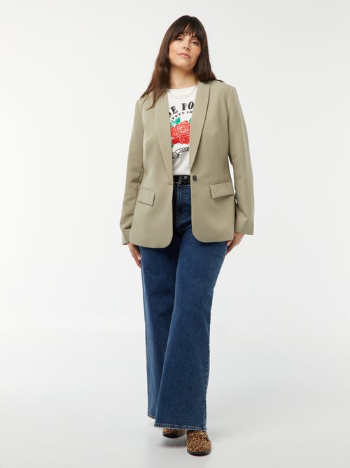 T-shirt van jersey met rozenprint aan de voorzijde - Kiabi