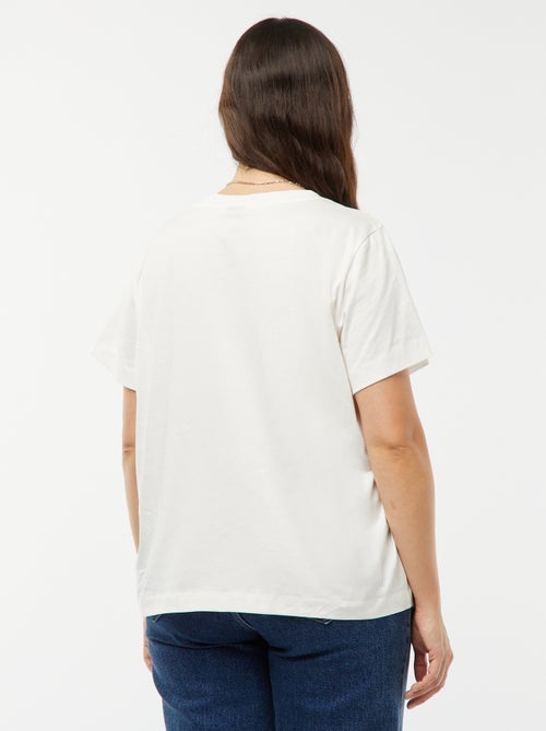 T-shirt van jersey met rozenprint aan de voorzijde - Kiabi