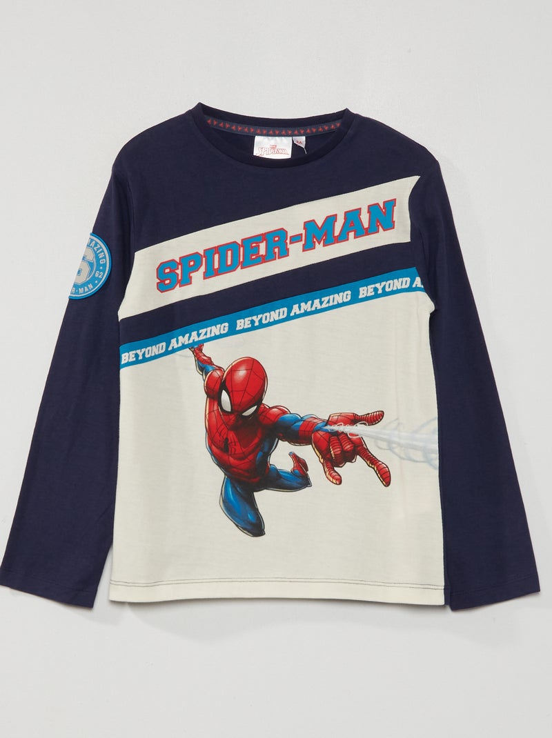 T-shirt van jersey met Spider-Man-print - BLAUW - Kiabi - 10.00€