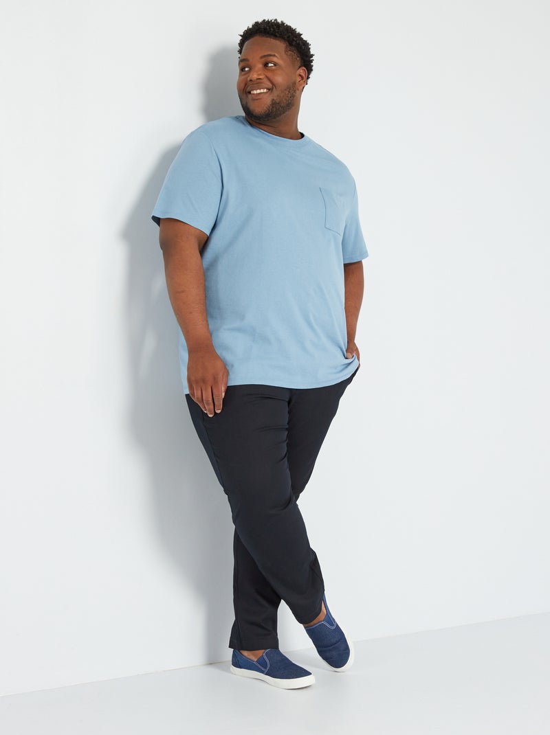 T-shirt van jersey met zakje denim blauw - Kiabi
