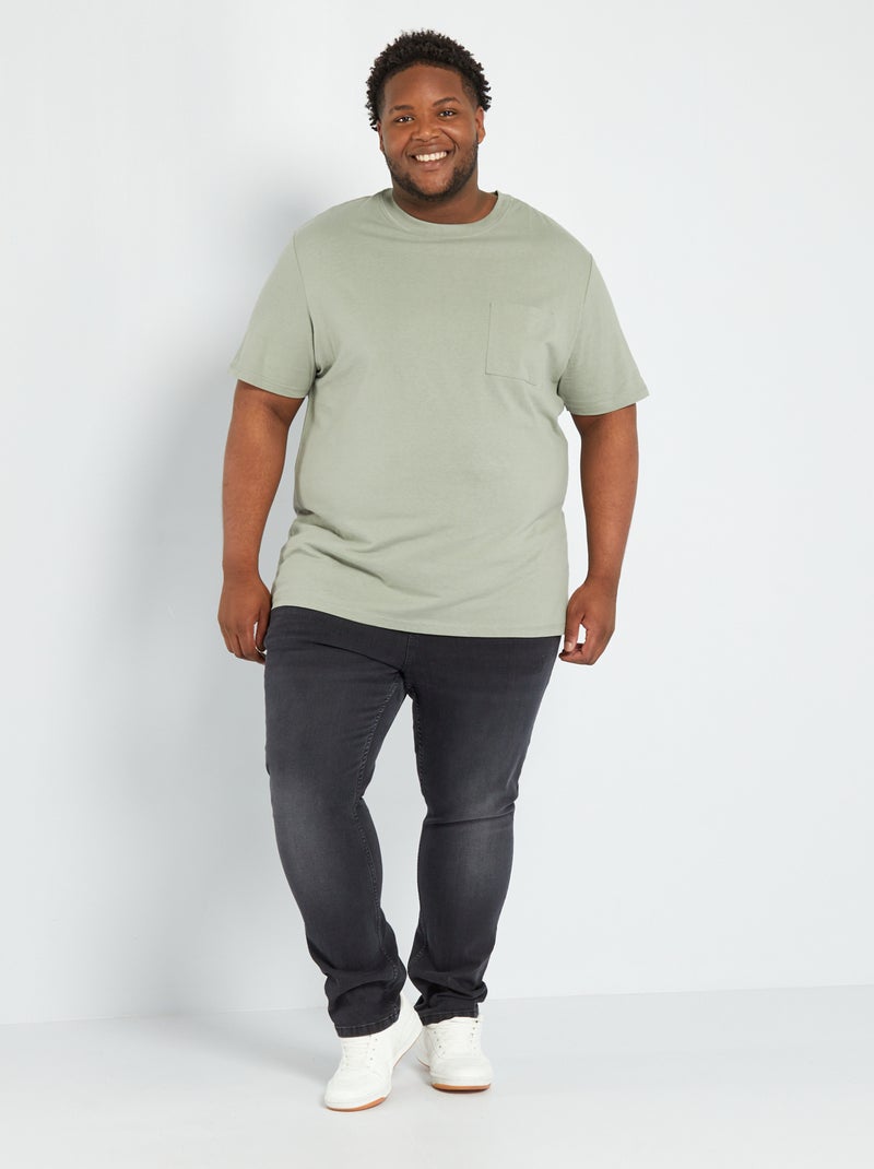 T-shirt van jersey met zakje grijs - Kiabi