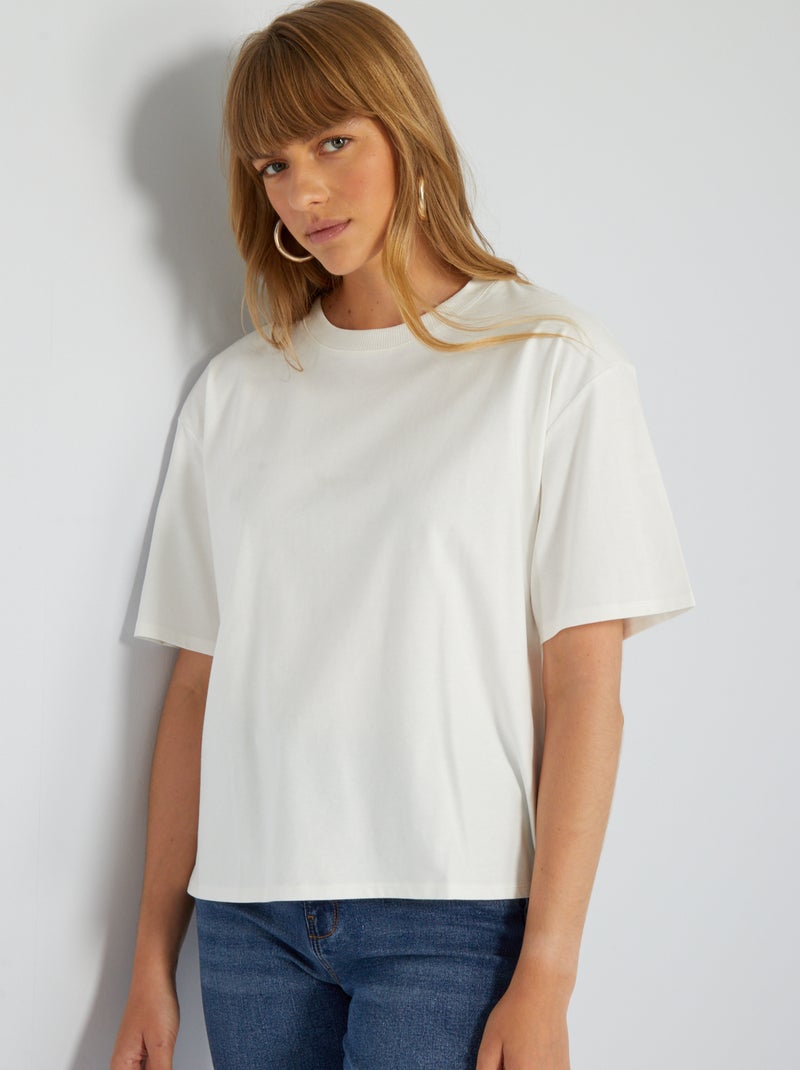 T-shirt van jersey sneeuw wit - Kiabi