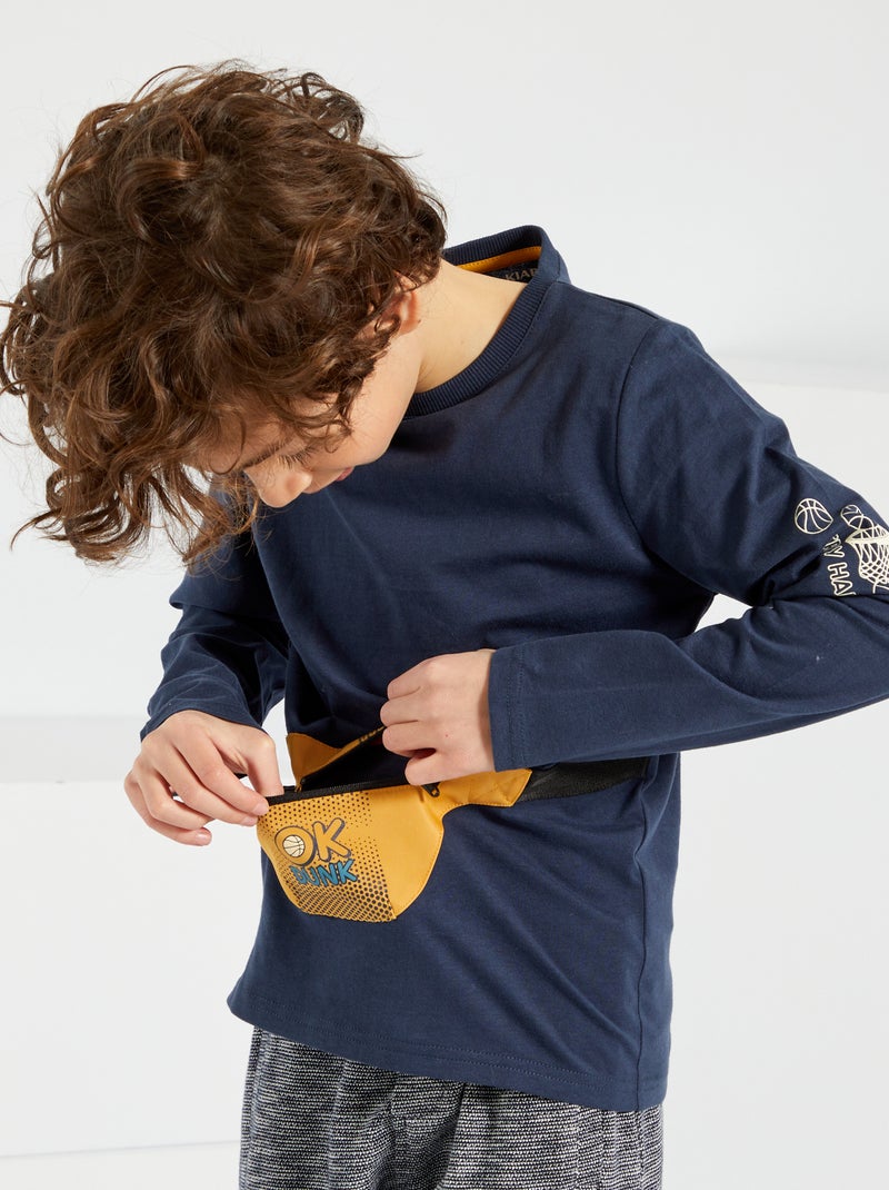 T-shirt van jerseystof BLAUW - Kiabi