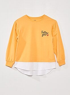 Goedkoop meisjes t-shirt met lange mouw, hippe - Mode - oranje Kiabi