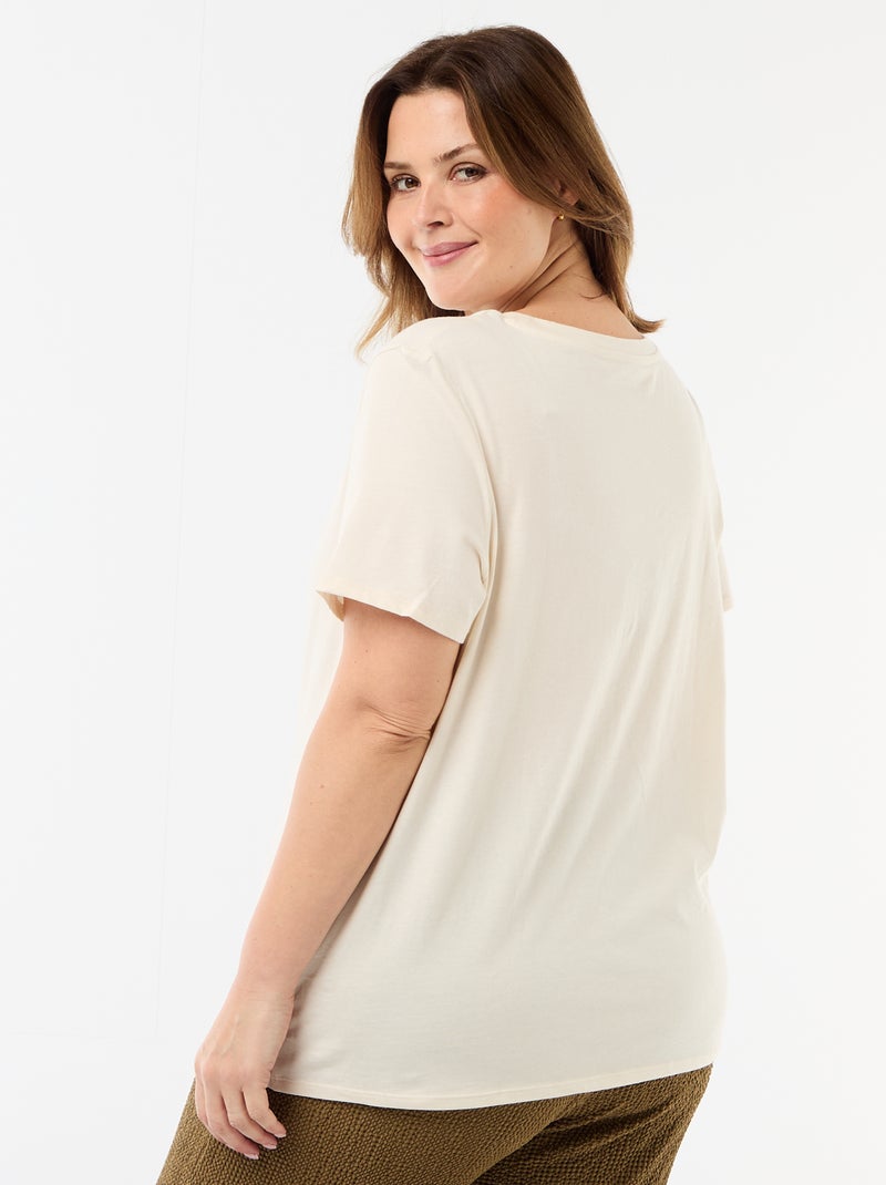 T-shirt van jerseystof met korte mouwen Biege - Kiabi