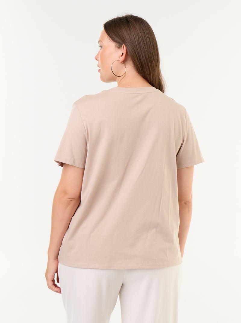 T-shirt van jerseystof met korte mouwen Biege - Kiabi