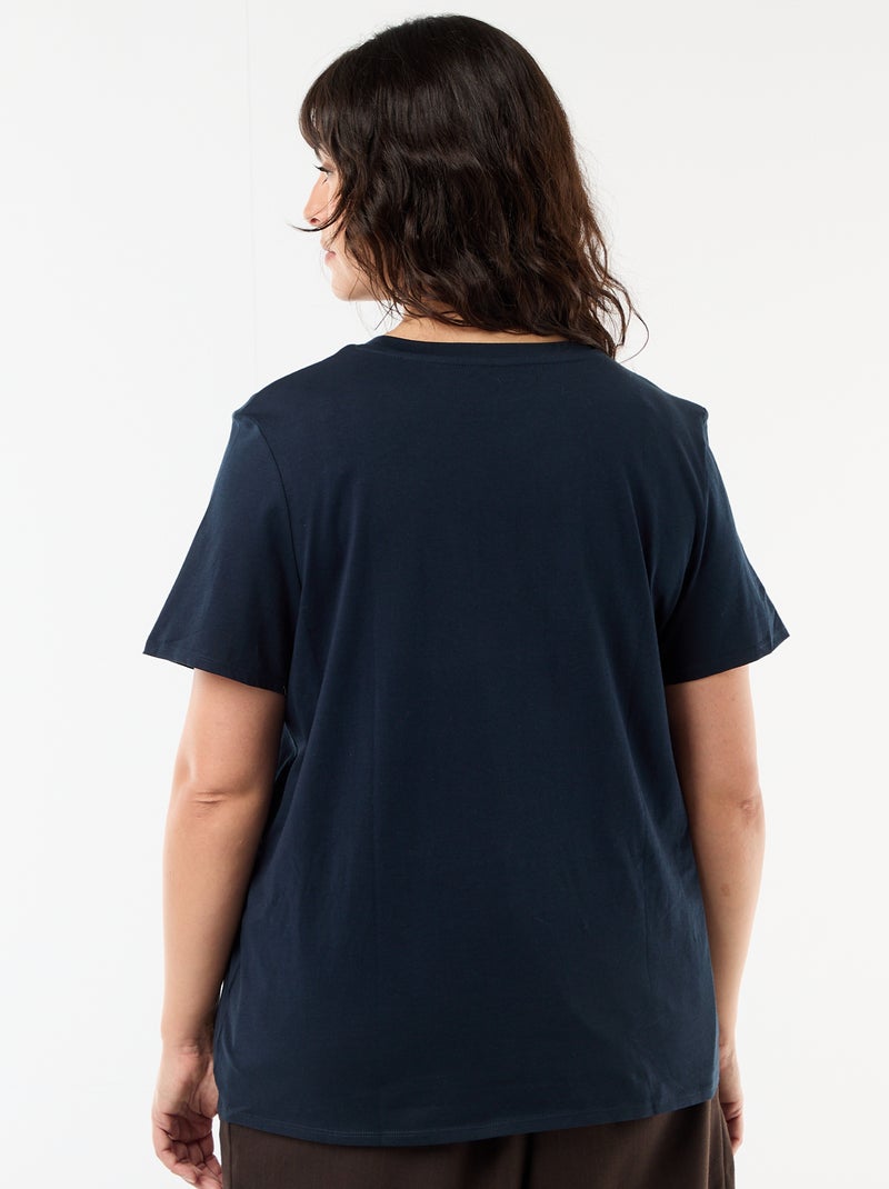 T-shirt van jerseystof met korte mouwen Blauw - Kiabi