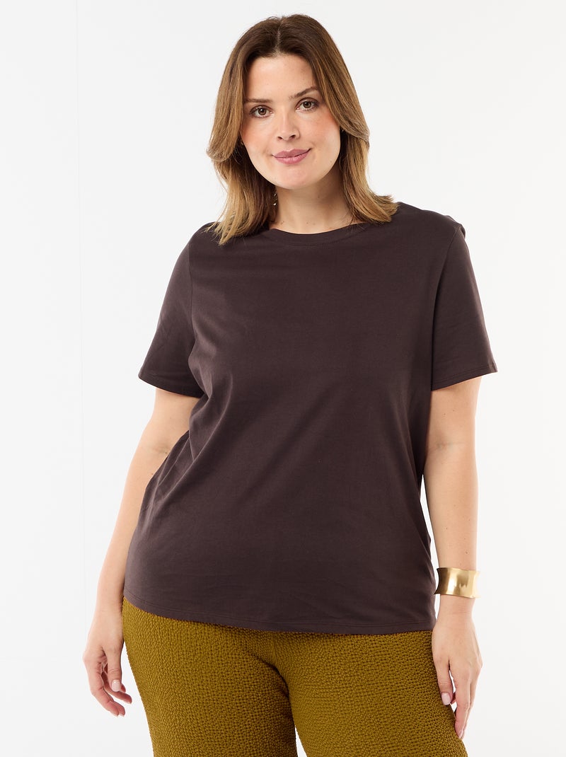 T-shirt van jerseystof met korte mouwen Bruin - Kiabi