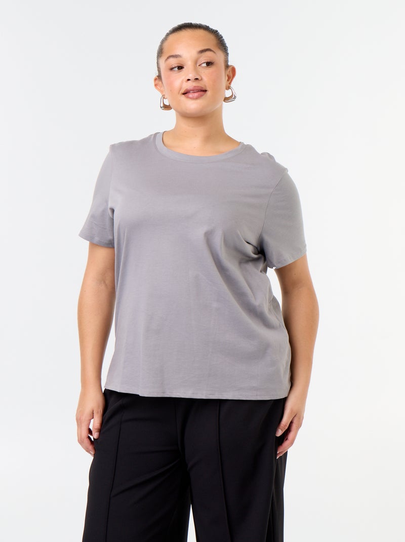 T-shirt van jerseystof met korte mouwen Grijs - Kiabi