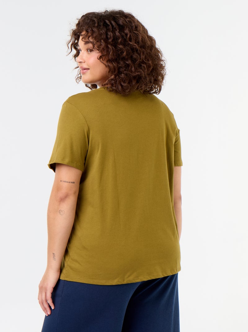 T-shirt van jerseystof met korte mouwen Groen - Kiabi