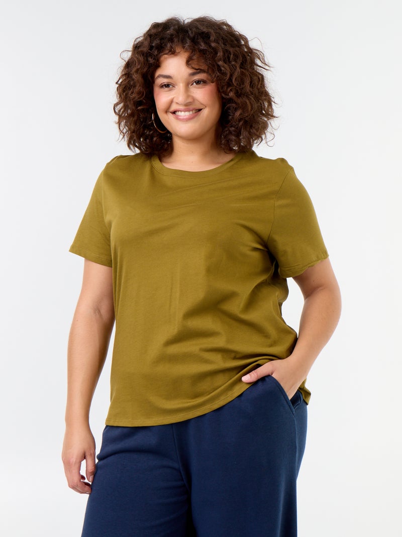 T-shirt van jerseystof met korte mouwen Groen - Kiabi